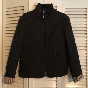 Black Burberry London Quilted Zip-Front Jacket